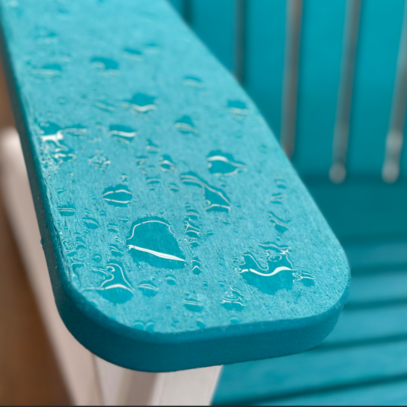 Rain drops on a poly adirondack chair