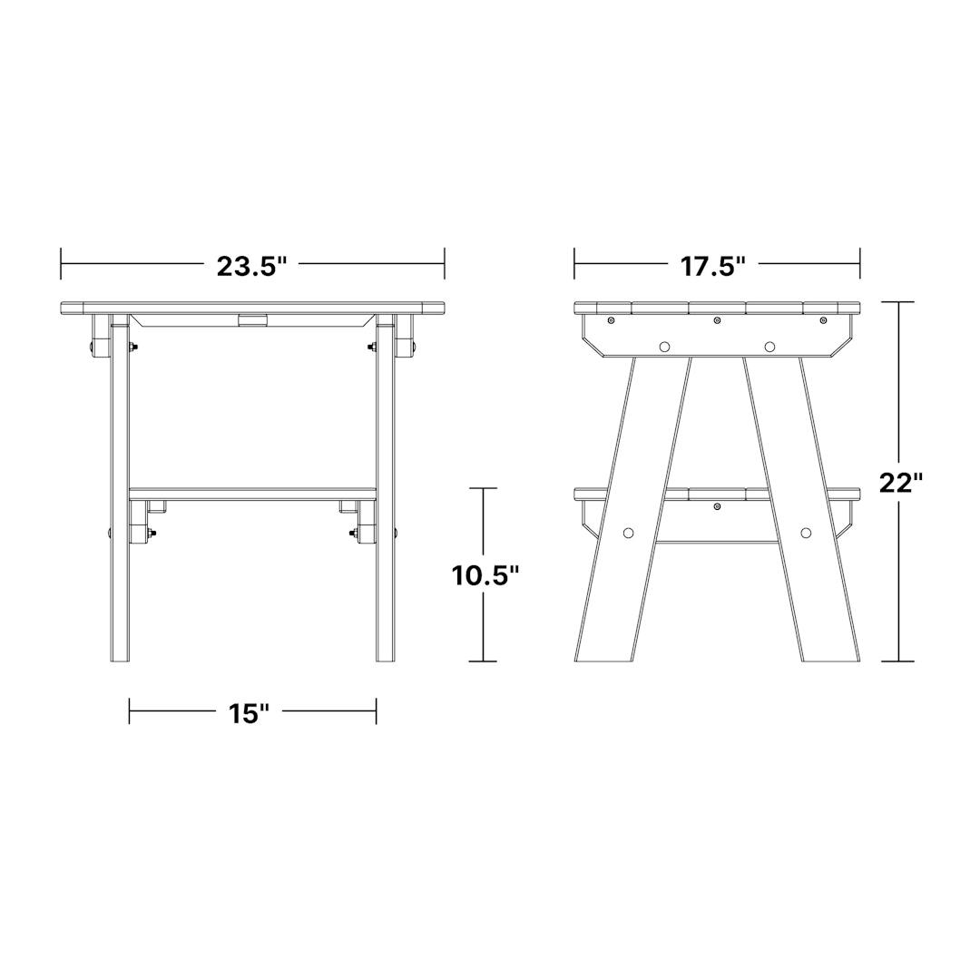 Heritage Two-Tier End Table dimensions diagram