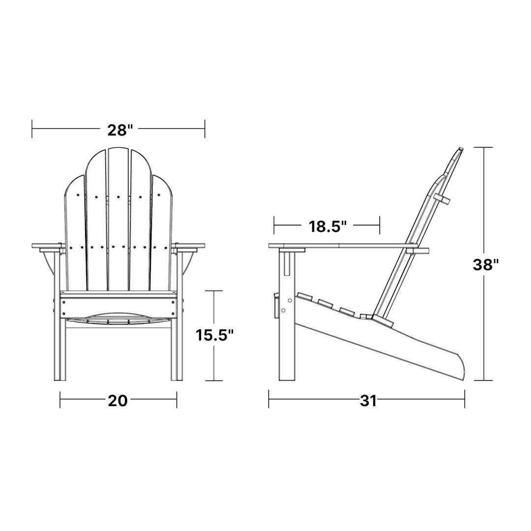 Classic Adirondack Chair dimensions diagram
