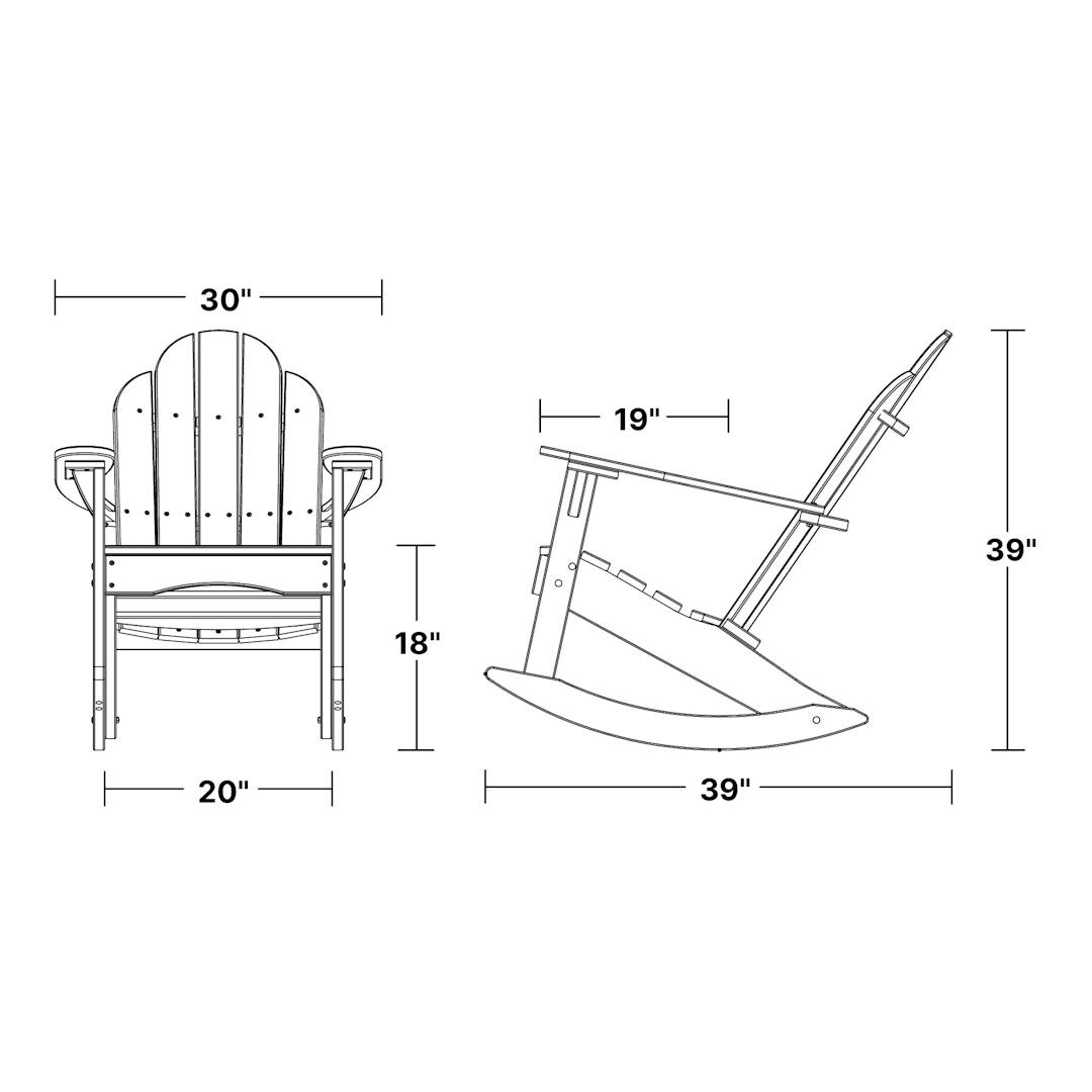 Classic Adirondack Rocking Chair dimensions diagram