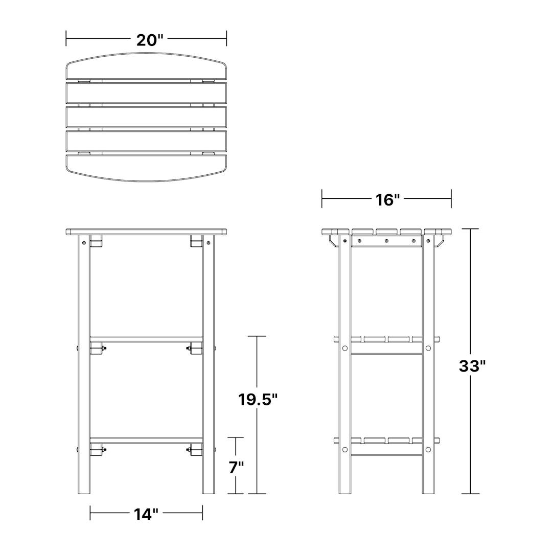 Classic 3-Shelf Side Table dimensions diagram
