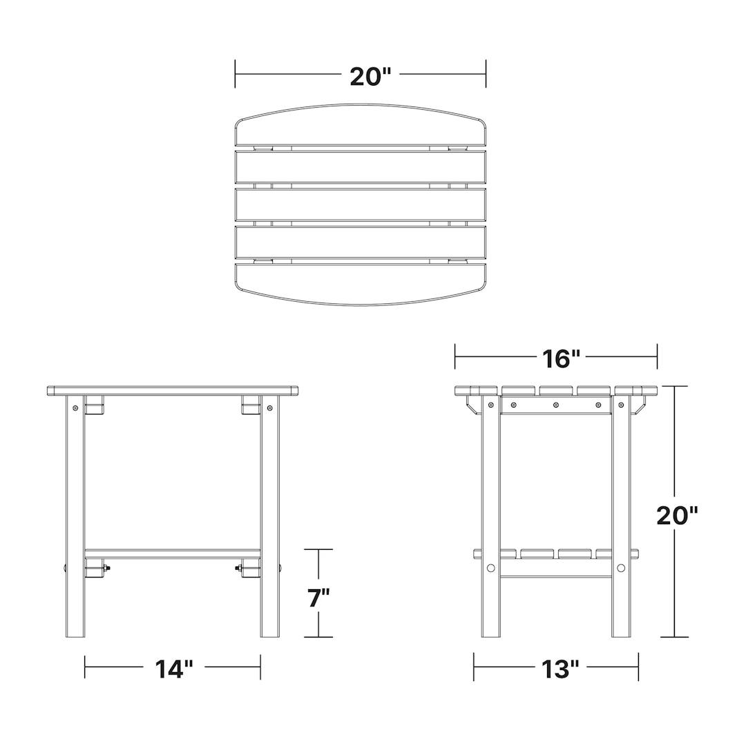 Classic Side Table dimensions diagram